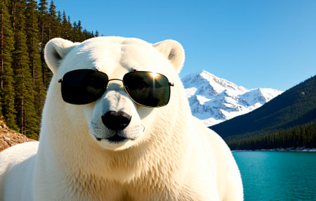 polar bear wearing sunglassesの素材