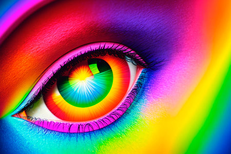 Colorful eye close up. abstract background. 3D rendering.の素材
