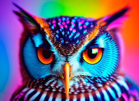 Owl on a colorful background.の素材