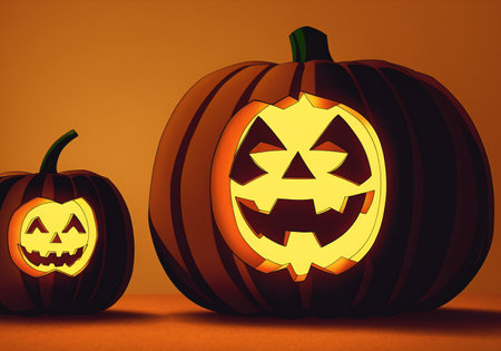 Halloween pumpkin head jack o lantern, close upの素材