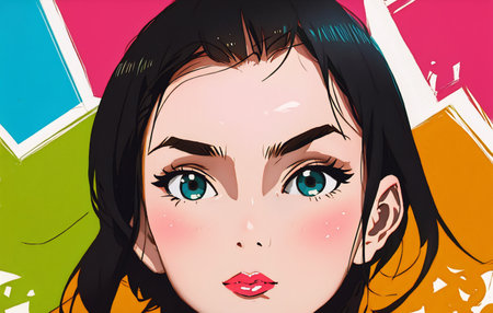 Fashion woman portrait in pop art comic style.の素材