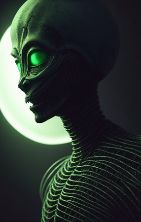 Portrait of an alien, a creepy humanoidの素材