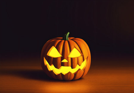 Halloween pumpkin head jack o lantern, close upの素材