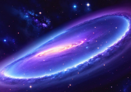 Colorful space filled with stars and clouds, Galaxy in a free space. Star field in space a nebulae and a gas congestion.の素材