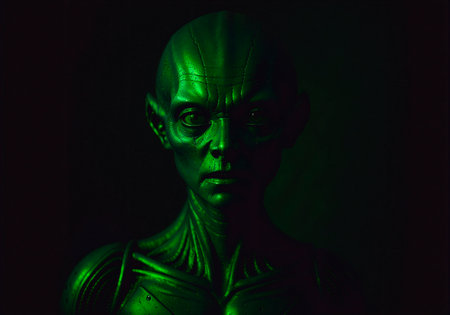 Portrait of an alien, a creepy humanoid. Generative AIの素材
