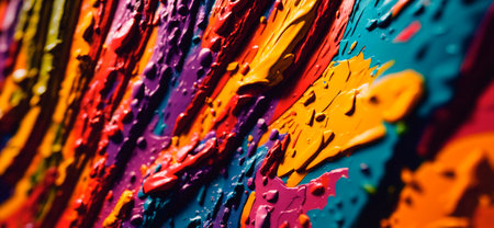 Abstract background of colorful oil paint on a palette close-up.の素材
