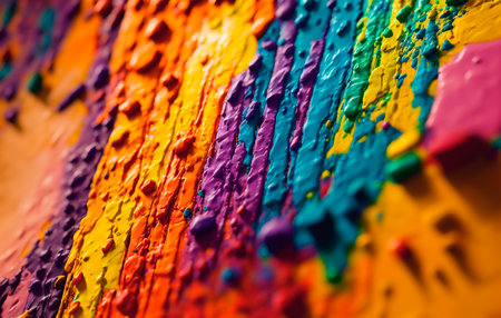 Abstract background of colorful oil paint on a palette close-up.の素材