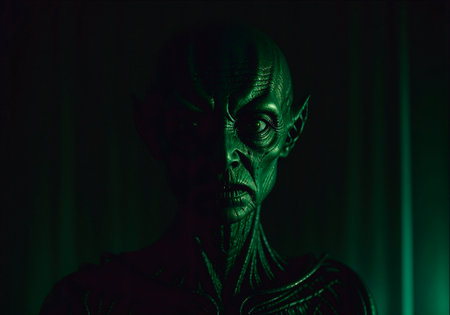 Portrait of an alien, a creepy humanoid. Generative AIの素材