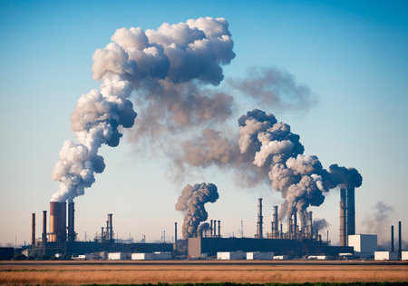 Factory polluting the environment, ecology conceptの素材