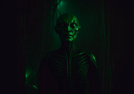 Portrait of an alien, a creepy humanoid. Generative AIの素材