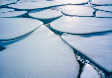 Ice hummocks on the frozen Lakeの素材