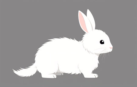 white rabbit on a gray background. Coloring page outlineの素材