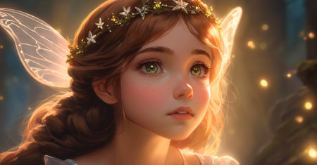 Fantasy portrait of a cute little fairy girl.の素材