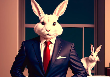 Elegant rabbit businessman in a business suitの素材