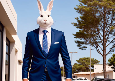 Elegant rabbit businessman in a business suitの素材