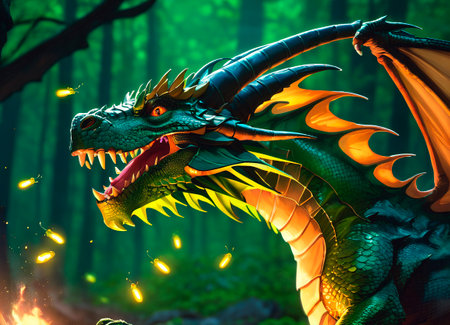 Green Dragon in the forest.の素材