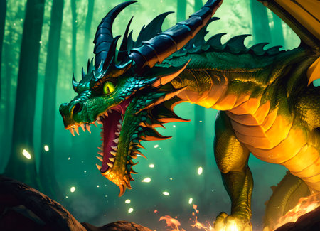 Green Dragon in the forest.の素材