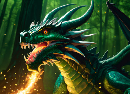 Green Dragon in the forest.の素材