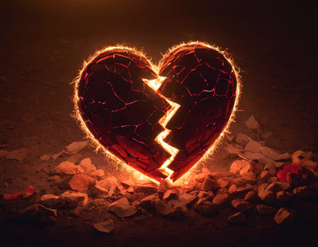 Broken heart, the concept of divorce and separation.の素材