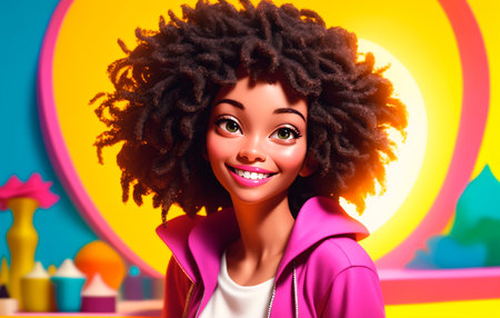 Beautiful African American woman with afro hairstyle.の素材