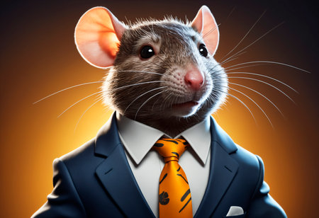 A rat dressed in a formal suit and tie. Rat Wearing Suit and Tieの素材