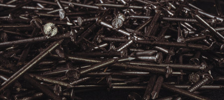 Background of a pile of metal nails.