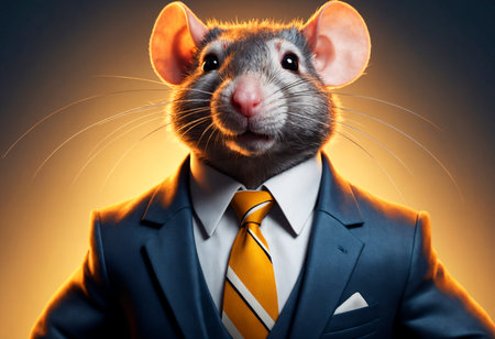 A rat dressed in a formal suit and tie. Rat Wearing Suit and Tieの素材