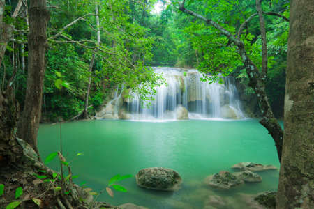 Waterfall in Kanjanaburi Thailandの写真素材
