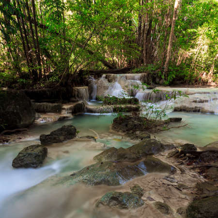 Erawan waterfall National Park Kanjanaburi Thailandの写真素材