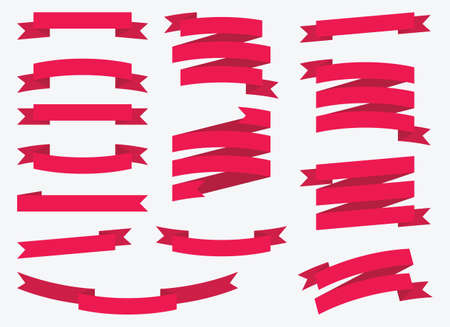 Red ribbons set isolated on backgroundのイラスト素材