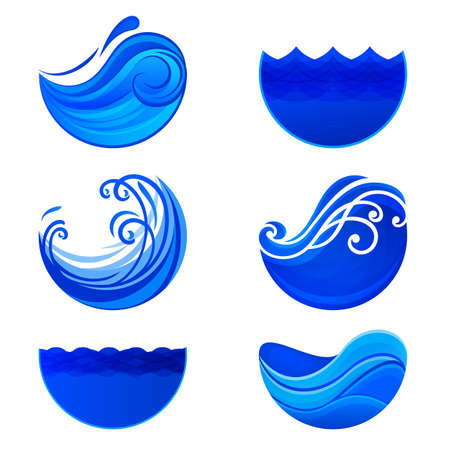  waves and water . Abstract vector signs. Water  templates. Set of wave abstract symbols.のイラスト素材
