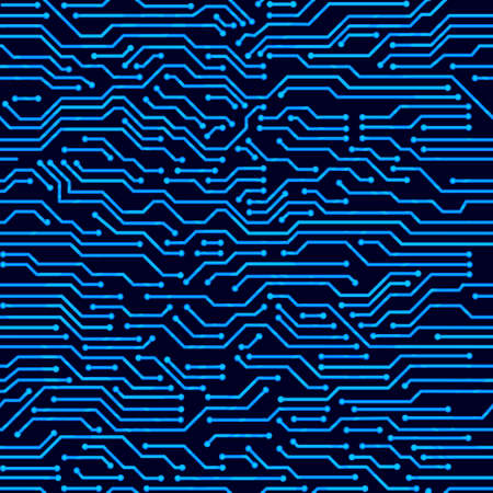 Circuit board seamless pattern. Digital hi-tech style vector background.のイラスト素材