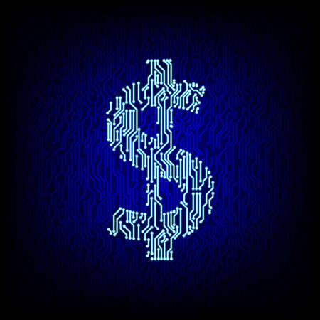 Cyber money concept. Circuit board dollar symbol on the digital high tech style vector background.のイラスト素材