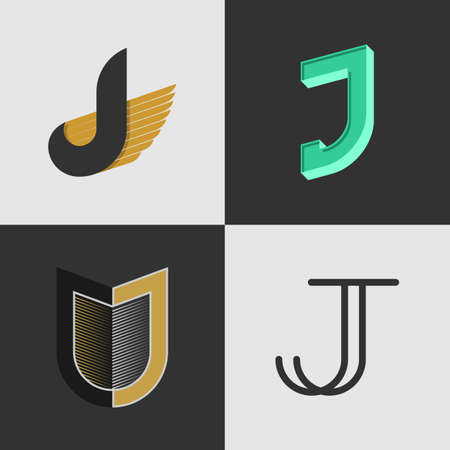 The set of letters J signs, symbols, icon design template elements. Stock vector.のイラスト素材