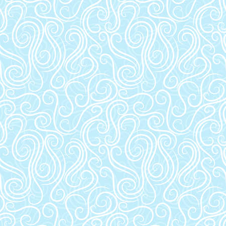 Light blue vector swirl seamless pattern. Hand-drawn wavy background for invitations, christmas card etc.のイラスト素材
