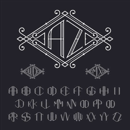 Two letters monogram template. Elegant vector set of stylish monograms. Outline letters from A to Z.のイラスト素材