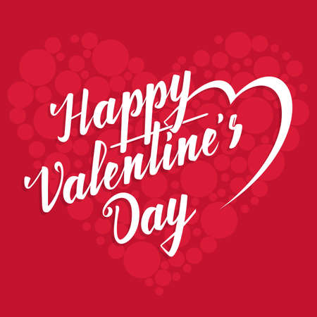 Happy Valentine's Day lettering on the red backgroundのイラスト素材