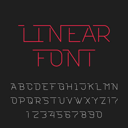 Linear style alphabet vector font. Simple outline type letters and numbers. Vector typography for headlines, labels, posters etc.のイラスト素材