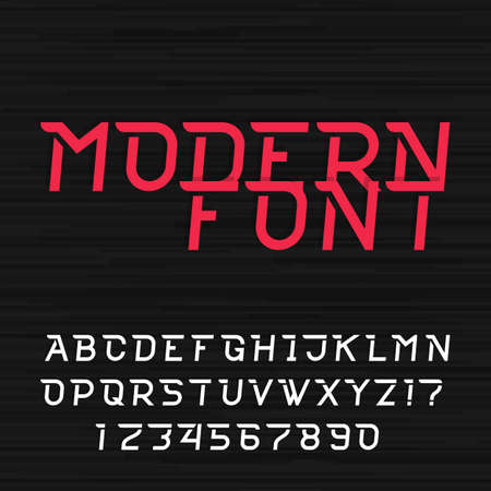 Dynamic futuristic alphabet vector font. Modern style type letters and numbers. Vector typeface for headlines, labels, posters or logo design.のイラスト素材