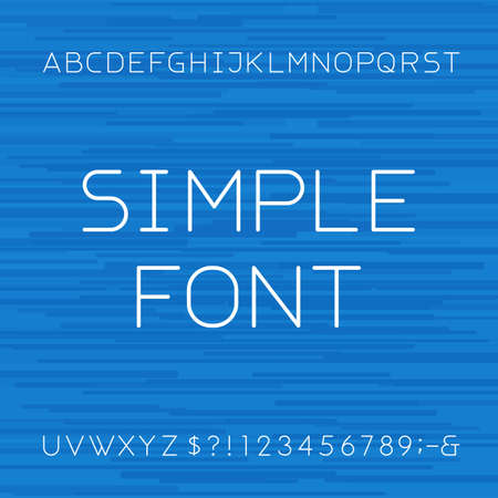 Simple Linear style alphabet vector font. Outline type letters and numbers on the abstract background. Vector typeface for headlines, labels, posters etc.のイラスト素材