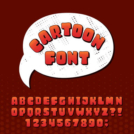 Cartoon alphabet font.  letters and numbers. Stock typeset for your design.のイラスト素材
