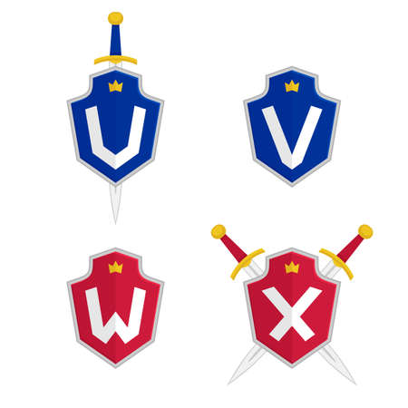 Letter U, V, W, X vectorのイラスト素材