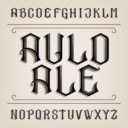 Old alphabet font. Distressed hand drawn letters. Vintage alphabet for labels, headlines, posters etc.のイラスト素材
