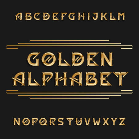 Vintage alphabet. Ornate type letters in golden color.のイラスト素材
