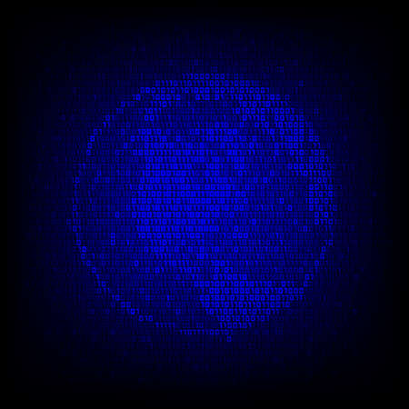 Global networking concept. Binary code globe icon on the digital high tech style background.のイラスト素材