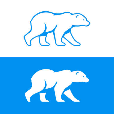 Walking polar bear  icon. Vector illustration in one color. Inversion version included.のイラスト素材
