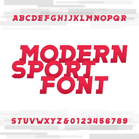 Oblique alphabet vector font. Modern sport style typeface for labels, titles, posters or sportswear transfers. Type letters, numbers and symbols on the bright background.のイラスト素材