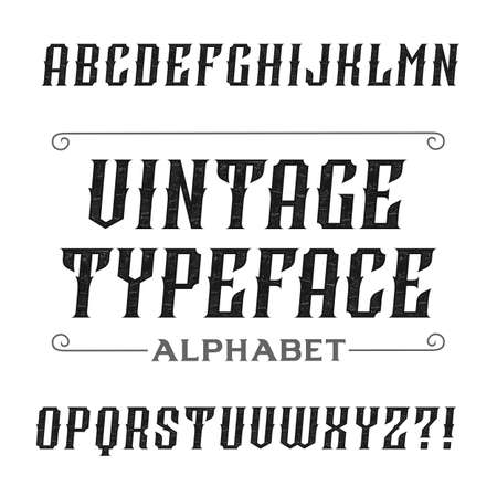 Vintage alphabet font. Oblique letters for labels, headlines, posters etc. Stock vector typography.のイラスト素材