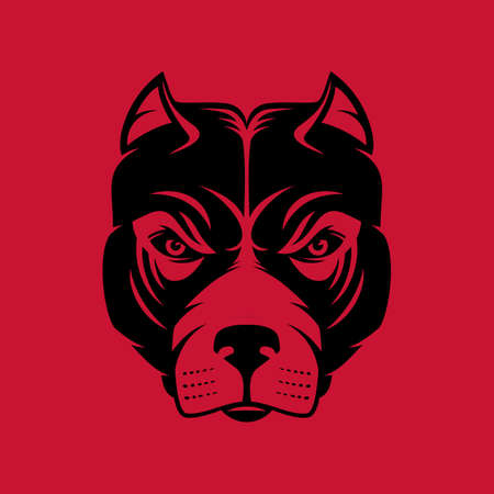 Pitbull. Dog head logo or icon in one color. Stock vector illustration. Business sign template.のイラスト素材