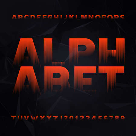 Abstract alphabet font. Type letters and numbers on a dark polygonal background. Vector typeface for your design.のイラスト素材